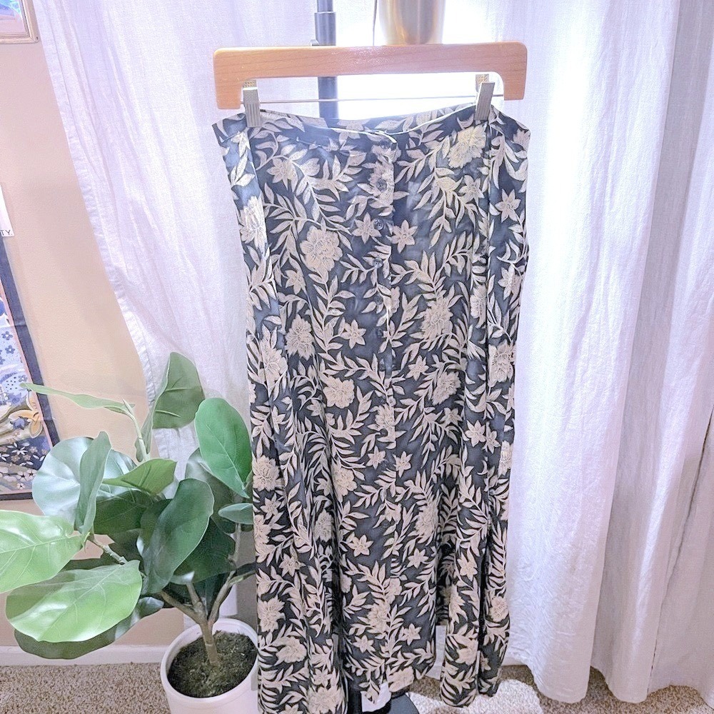 jones new york midi vintage button up elaine seinfeld floral 90s daily wear LG